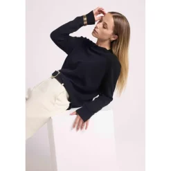 Pull col rond oversize ROMY en cachemire noir