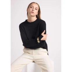 Pull col rond oversize ROMY en cachemire noir