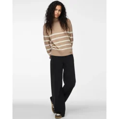 Pull col roulé en viscose Sia marron
