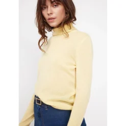 Pull col roule femme ZOE en cachemire jaune