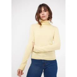 Pull col roule femme ZOE en cachemire jaune