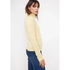 Pull col roule femme ZOE en cachemire jaune