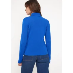 Pull col roule femme ZOE en cachemire bleu flashy