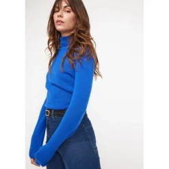 Pull col roule femme ZOE en cachemire bleu flashy