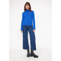 Pull col roule femme ZOE en cachemire bleu flashy