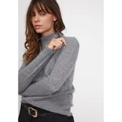 Pull col roule femme ZOE en cachemire gris fonce