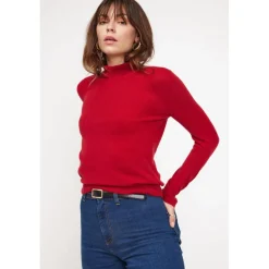 Pull col roule femme ZOE en cachemire rouge