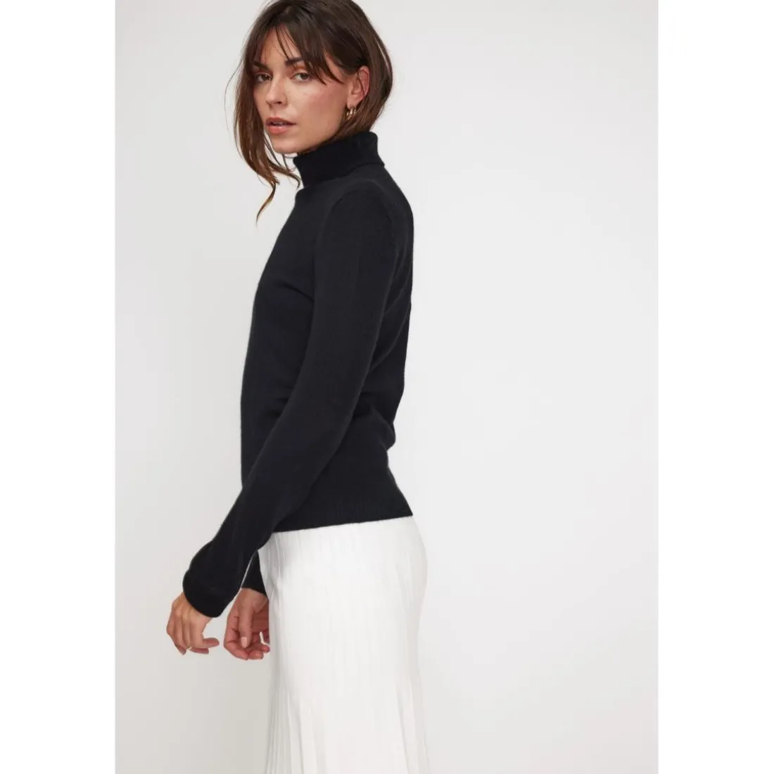 Pull col roule femme ZOE en cachemire noir