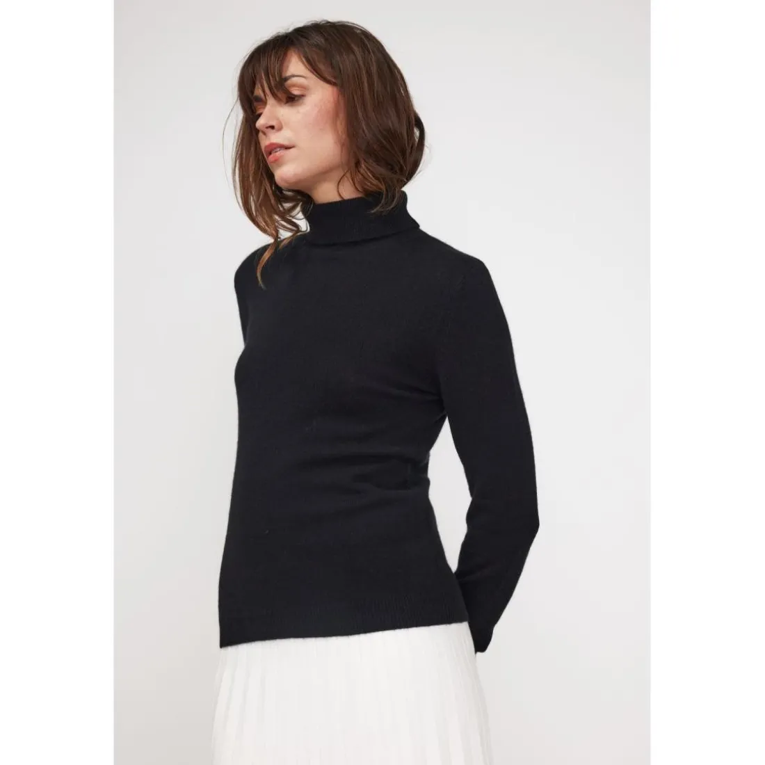 Pull col roule femme ZOE en cachemire noir