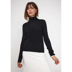 Pull col roule femme ZOE en cachemire noir