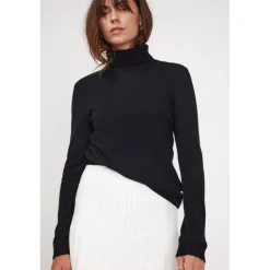 Pull col roule femme ZOE en cachemire noir