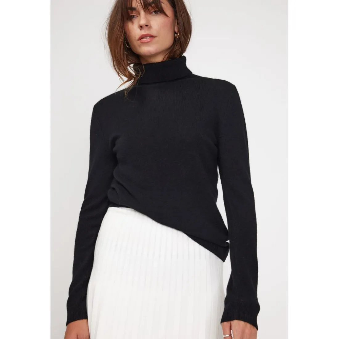 Pull col roule femme ZOE en cachemire noir