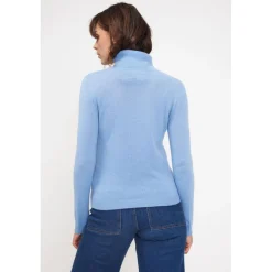 Pull col roule femme ZOE en cachemire bleu ciel