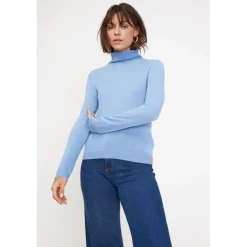 Pull col roule femme ZOE en cachemire bleu ciel