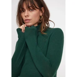 Pull col roule femme ZOE en cachemire vert sapin