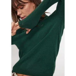 Pull col roule femme ZOE en cachemire vert sapin