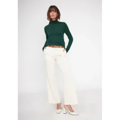 Pull col roule femme ZOE en cachemire vert sapin