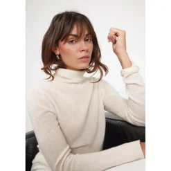 Pull col roule femme ZOE en cachemire ecru