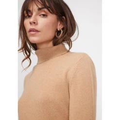 Pull col roule femme ZOE en cachemire beige