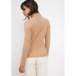 Pull col roule femme ZOE en cachemire beige