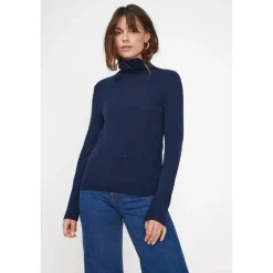 Pull col roule femme ZOE en cachemire bleu marine