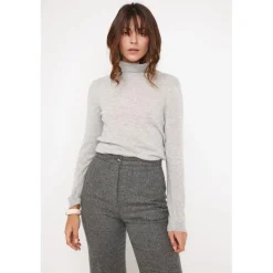 Pull col roule femme ZOE en cachemire gris perle