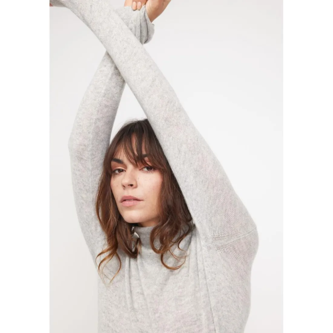 Pull col roule femme ZOE en cachemire gris perle