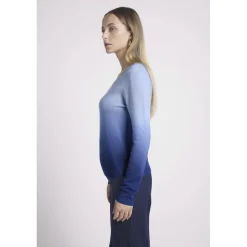 Pull col V dip dye ZIP ZIE en cachemire bleu