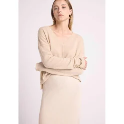 Pull col V oversize couture apparantes MANON en cachemire creme