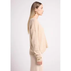 Pull col V oversize couture apparantes MANON en cachemire creme