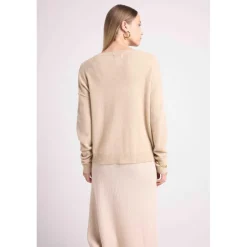 Pull col V oversize couture apparantes MANON en cachemire creme
