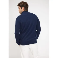Pull col zippe montant homme ZALMAN en cachemire bleu marine