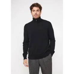 Pull col zippe montant homme ZALMAN en cachemire noir