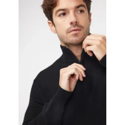 Pull col zippe montant homme ZALMAN en cachemire noir