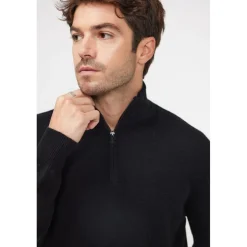 Pull col zippe montant homme ZALMAN en cachemire noir