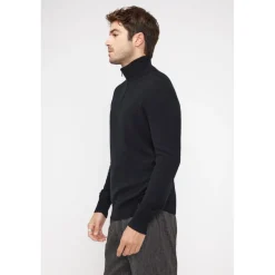 Pull col zippe montant homme ZALMAN en cachemire noir
