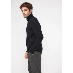 Pull col zippe montant homme ZALMAN en cachemire noir