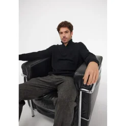 Pull col zippe montant homme ZALMAN en cachemire noir