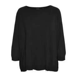Pull en maille Col bateau Manches 3/4 Large noir