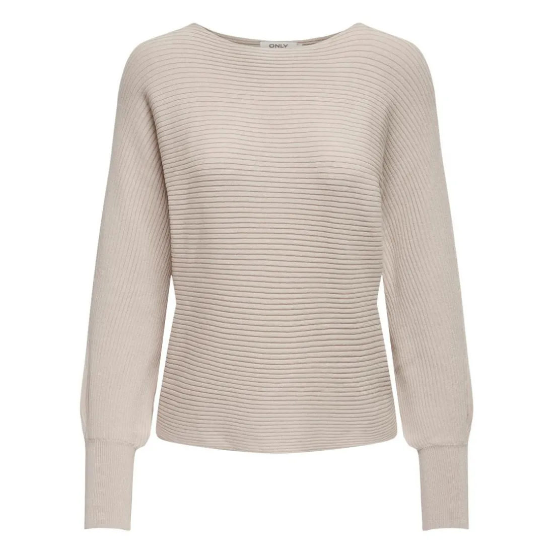 Pull en maille Col bateau Manches longues beige