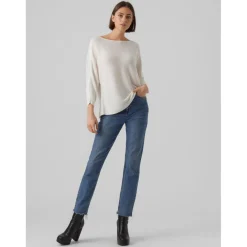 Pull en maille Col bateau Manches 3/4 blanc