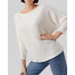 Pull en maille Col bateau Manches 3/4 blanc