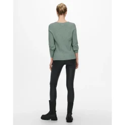 Pull en maille Col en V Manches longues vert Sloan