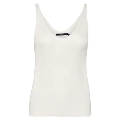 Pull en maille col en v sans manches blanc Page