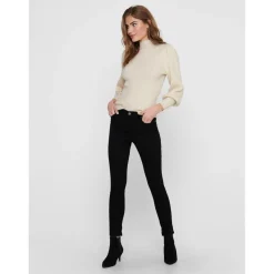 Pull en maille Col haut Manches longues blanc