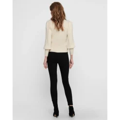 Pull en maille Col haut Manches longues blanc
