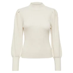 Pull en maille Col haut Manches longues blanc