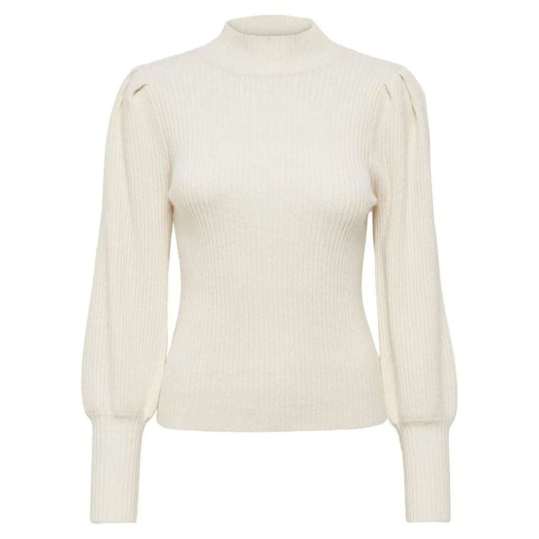 Pull en maille Col haut Manches longues blanc