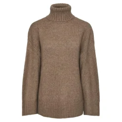 Pull en maille col montant marron Tara