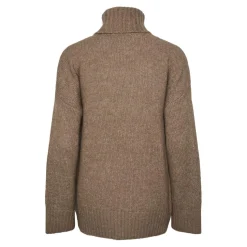 Pull en maille col montant marron Tara